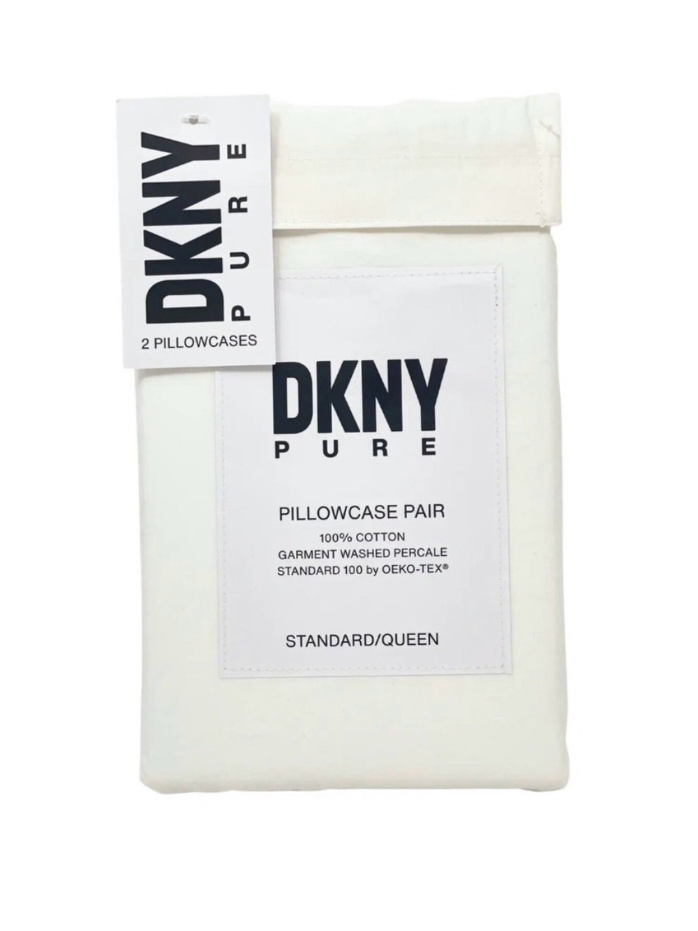 NWT! DKNY Pure White Pillowcase Pair - Queen